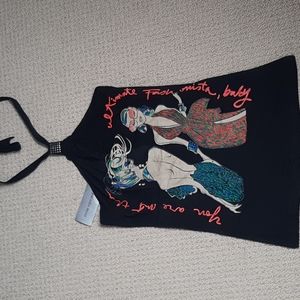 Graphic Print Halter Top